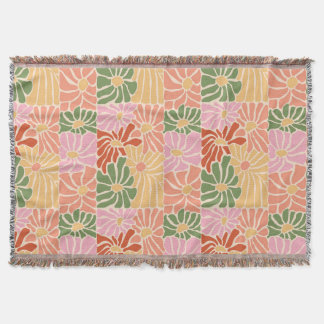 Groovy Retro Floral  Throw Blanket