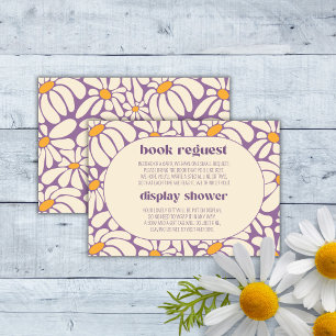 Groovy Retro flower Books For Baby Display Shower  Enclosure Card