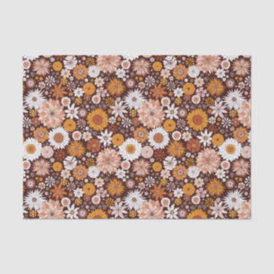Groovy Retro Flower Garden Pattern Tissue Paper