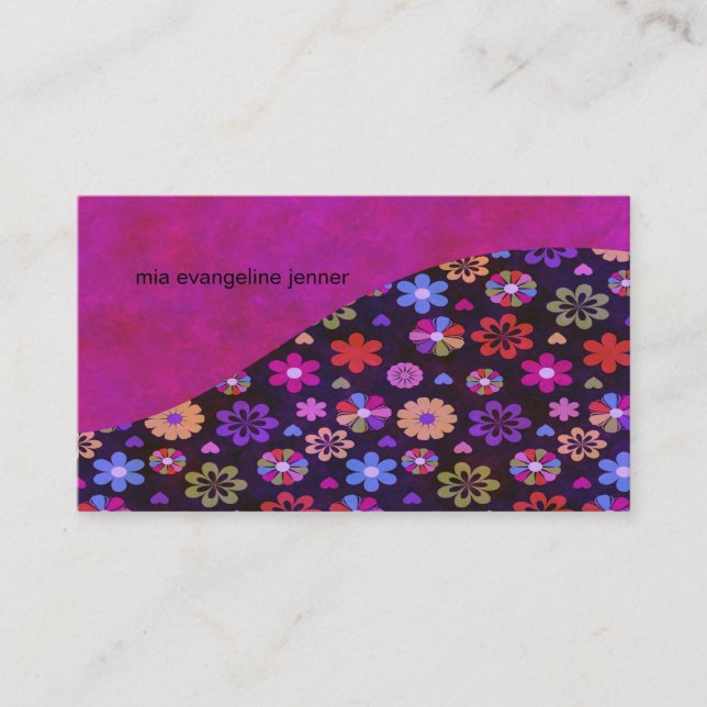 Groovy Retro Flower Power 60s 70s Business Card (Front)