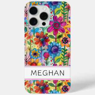Groovy Retro Flower Power Personalised iPhone 15 Pro Max Case