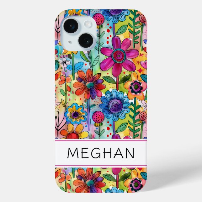 Groovy Retro Flower Power Personalised Case-Mate iPhone Case (Back)