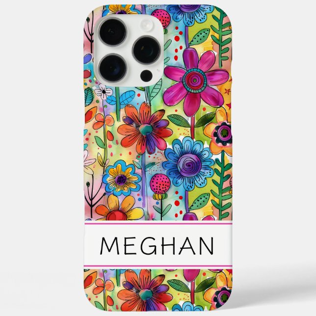 Groovy Retro Flower Power Personalised Case-Mate iPhone Case (Back)