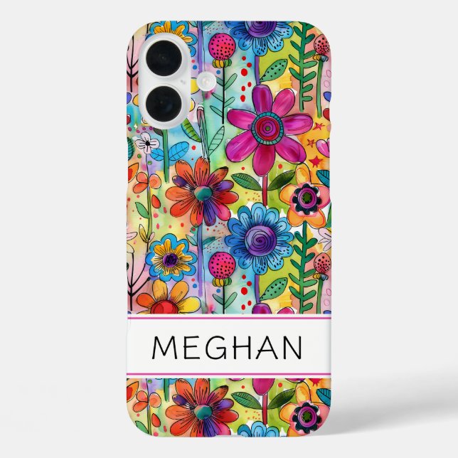 Groovy Retro Flower Power Personalised Case-Mate iPhone Case (Back)