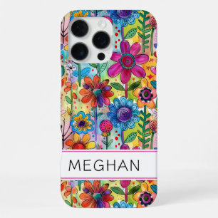 Groovy Retro Flower Power Personalised iPhone 16 Pro Max Case
