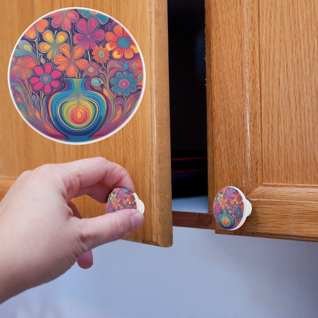 Groovy Retro Flower Vase  Ceramic Knob (Creator Uploaded)