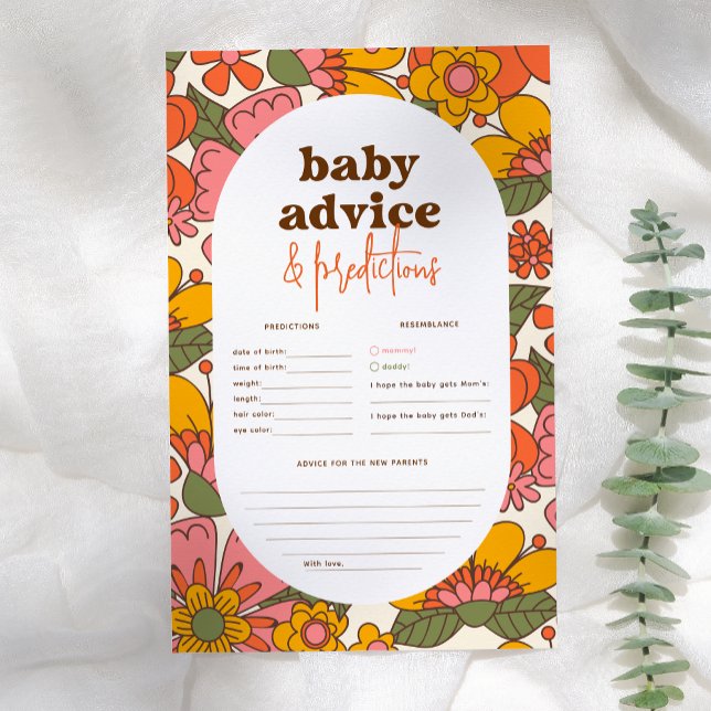 Groovy Retro Flowers Baby Advice & Predictions (Creator Uploaded)