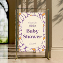Groovy Retro Flowers Baby Shower Welcome