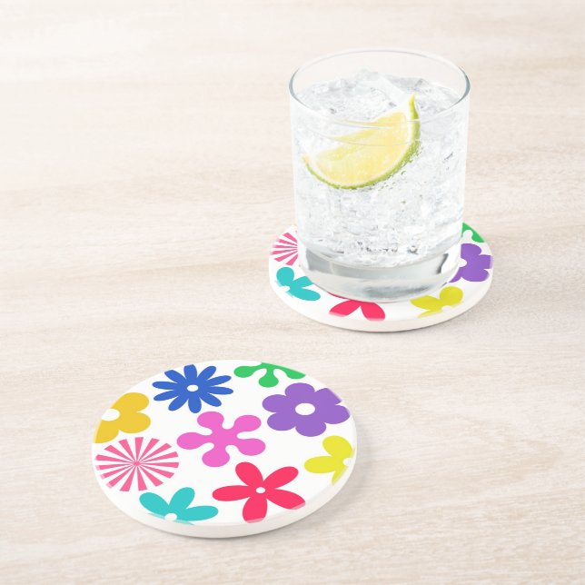 GROOVY RETRO FLOWERS COASTER (Side)