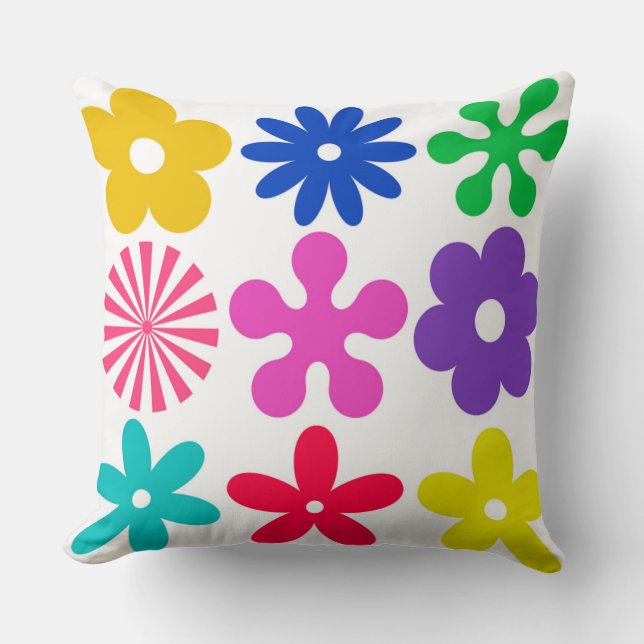 GROOVY RETRO FLOWERS CUSHION (Front)