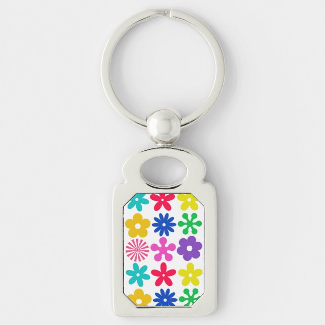 GROOVY RETRO FLOWERS KEY RING (Front)