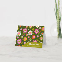 Groovy Retro Flowers Olive Bridal Shower Custom