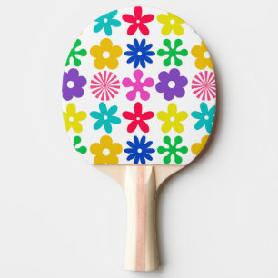 GROOVY RETRO FLOWERS PING PONG PADDLE