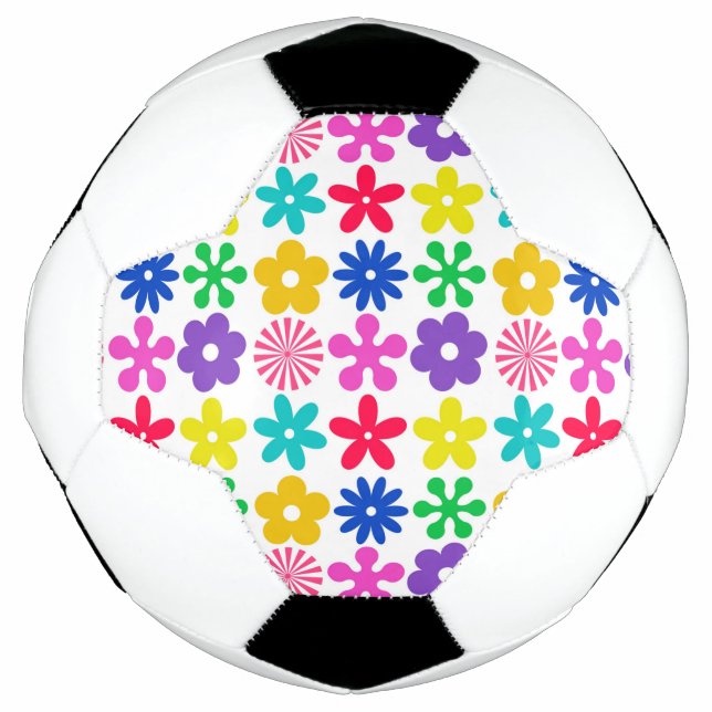 GROOVY RETRO FLOWERS SOCCER BALL (Front)