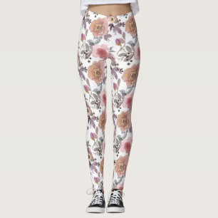 Groovy Retro Flowers Vintage 70s 60s Floral pink Leggings