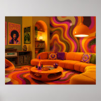 Groovy Retro Furniture 1970 Style Cool Colours Wal