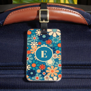 Groovy Retro Garden Floral 60s 70s Personalized Luggage Tag