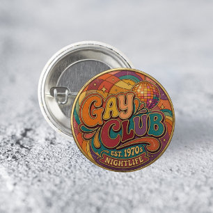 Groovy Retro Gay Club LGBTQ Pride Pin