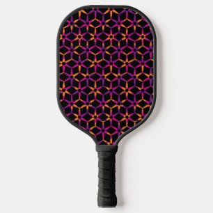 Groovy Retro Geometric Monogrammed Name Pickleball Paddle