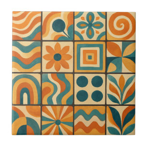 Groovy Retro Geometric Tile