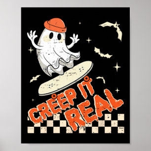 Groovy Retro Ghost Halloween Creep It Real Boys Sk Poster