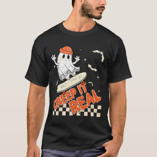 Groovy Retro Ghost Halloween Creep It Real Boys Sk T-Shirt