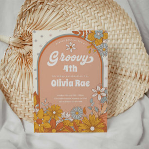Groovy Retro Girl Daisy Birthday Invitation