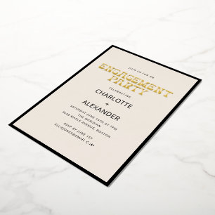 Groovy Retro Gold Black Cream Engagement Party