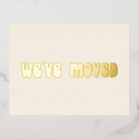 Groovy Retro Gold Foil Moved New Address Postcard