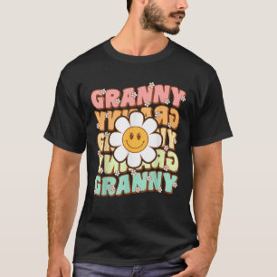 Groovy Retro Granny Smile Face Daisy Flower Birthd T-Shirt