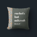 Groovy Retro Green Mushrooms Custom Bat Mitzvah  Cushion<br><div class="desc">Groovy Retro Green Mushrooms Custom Bat Mitzvah Throw Pillow</div>