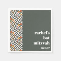 Groovy Retro Green Mushrooms Custom Bat Mitzvah 