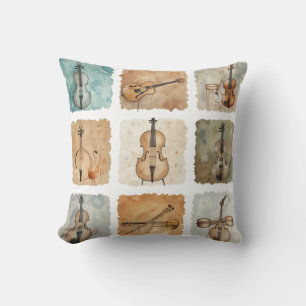 Groovy Retro Guitar Collage Vibes Classic Cushion