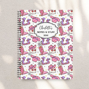 Groovy Retro Halloween Cowboy Monogram  Notebook