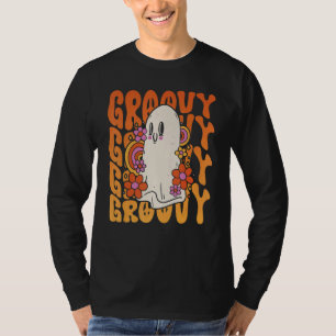 Groovy Retro Halloween Ghost Floral 60s & 70s Styl T-Shirt