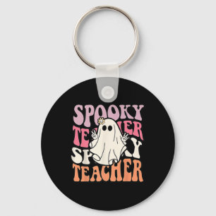 Groovy Retro Halloween Spooky Teacher Trick Or Tea Key Ring