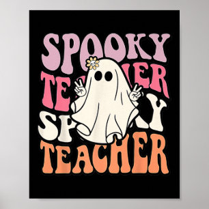 Groovy Retro Halloween Spooky Teacher Trick Or Tea Poster