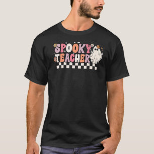 Groovy Retro Halloween Spooky Teacher Trick Or Tea T-Shirt