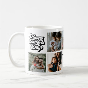 Groovy Retro Happy Father's Day 7 Photo Collage  Coffee Mug