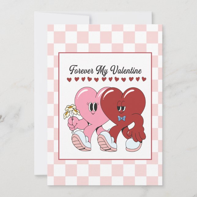 Groovy Retro Heart Character Valentine's Day Card (Front)
