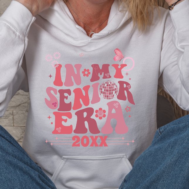 Groovy Retro High School Senior Era Name Date Hoodie (Creator Uploaded)