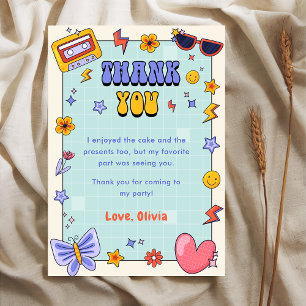 Groovy Retro Hippie Birthday Thank You Card