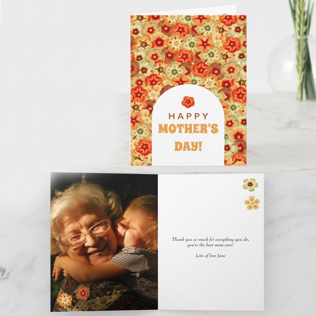 Groovy Retro Hippie Flowers Photo Mother's Day Card (Groovy Retro Hippie Flowers Photo Mother's Day Card)