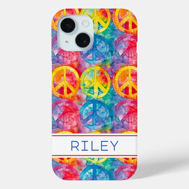Groovy Retro Hippie Peace Sign Personalised Case-Mate iPhone Case (Back)