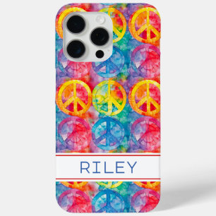 Groovy Retro Hippie Peace Sign Personalised iPhone 15 Pro Max Case