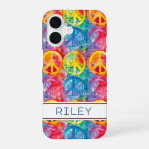 Groovy Retro Hippie Peace Sign Personalised iPhone 16 Case