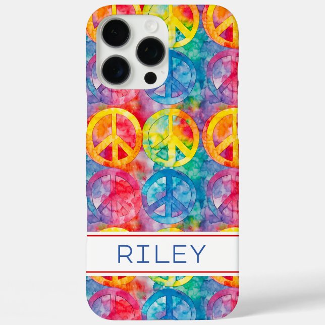 Groovy Retro Hippie Peace Sign Personalized Case-Mate iPhone Case (Back)