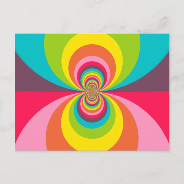 Groovy Retro Hippie Vintage Rainbow Kaleidoscope Postcard (Front)