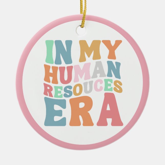 Groovy Retro Human Resources Era Professional Gift Ceramic Tree Decoration (Front)