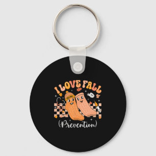 Groovy Retro I Love Fall Prevention Fall Physical  Key Ring